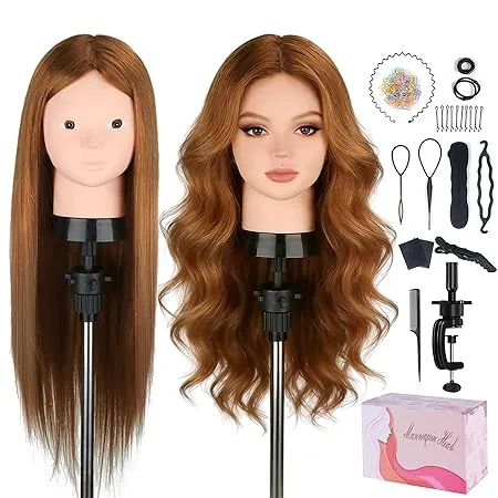 Beauty Star 23.5 inch 80% Real Human Hair Training Head